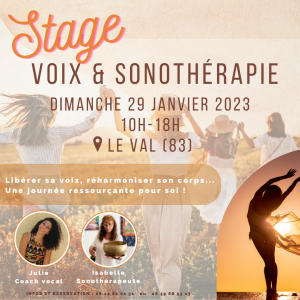 Stage " VOIX & SONO THERAPIE " - Dimanche 29 janvier 2023